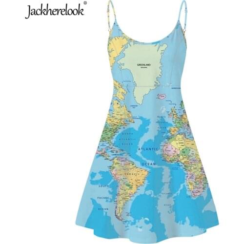 Jackherelook Elegant Party Dresses for Womens World Map Print Summer Spring Female Slip Dress Strapless Dress Vestido de Mujer