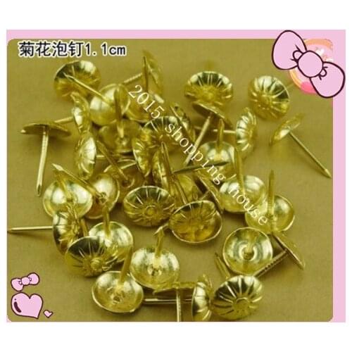 Chrysanthemum Form1.1CM gold color iron Upholstery Nail Jewelry Box Wall Door Sofa Furniture Decorative Tack Stud Pushpin