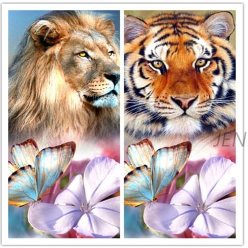 Jenkins 5D Diy Diamond Painting Animals Tiger Wolf Handmade Gift Diamond Embroidery Diamond Flower Wall Decoration Home Decor