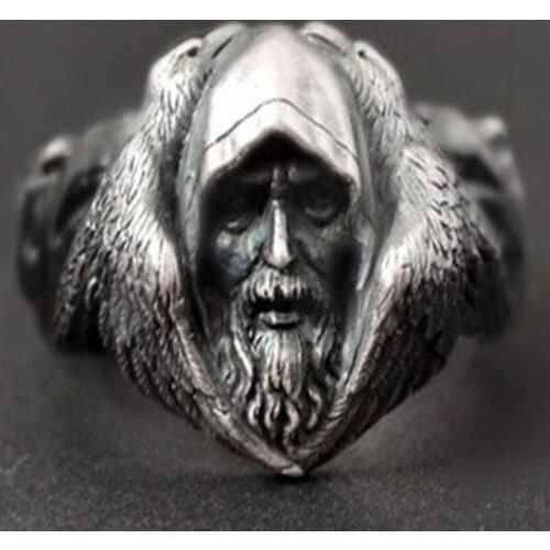 MEIYU Domineering Gandalf Wangs Head Ring Hades Myth Retro Eagle And the Polar Wolf Punk Biker Rings Men Unique Animal Jewelry