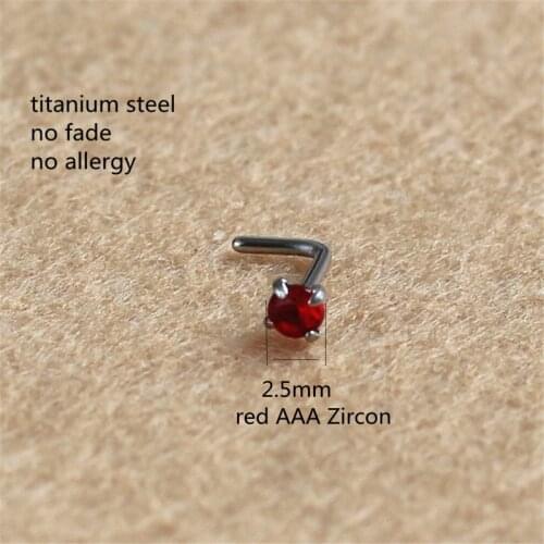 2.5mm Red AAA Zircon Titanium 316 L Stainless Steel Nose Rings&Stud No Fade Allergy Free Body Jewelry