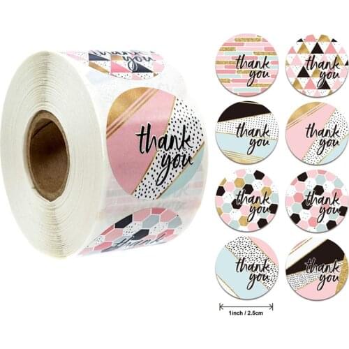 Round Flower Thank You Stickers Seal Labels Scrapbooking diary Sticker Handmade Wedding Gift packaging Decor Sticker Stationery