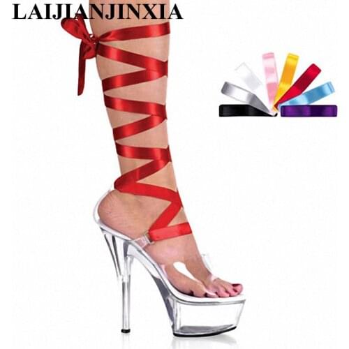 LAIJIANJINXIA Bohemian Subline Strappy Sandals 15 cm Super High Heels Shoes Comfortable Joker Princess For Womens Shoes H-001