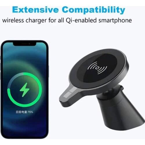 Magnetic Wireless Car Charger Air Vent Outlet Mount Compatible with QI-enabled Phone Magnetic Attachment Easy to Install