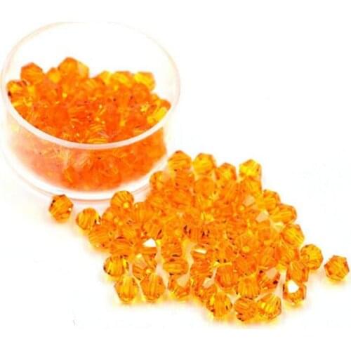 MHS.SUN 3/4/6/8mm Orange Color Loose Bicone Crystal Beads DIY Jewelry Making 16 Faceted AAA Crystal Spacer Beads DIY Craft