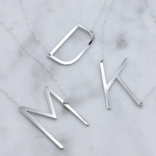 Fashion Stainless Steel Initial Large Letter Necklace For Women Personalized Custom Letter Name Choker Jewelry Couple Gifts