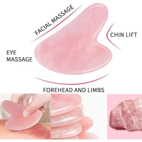 Natural Rose Quartz Gouache Scraper Jade Gua Sha Board Guasha Stone Massage Face Lift Tools For Face Neck Back Body Acupuncture
