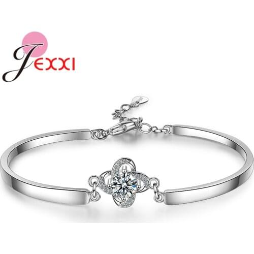 New Brand Women 925 Sterling Silver Cubic Zirconia Flower Bracelets Adjustable Slide Lock For Wedding Bijoux Birthday Gift