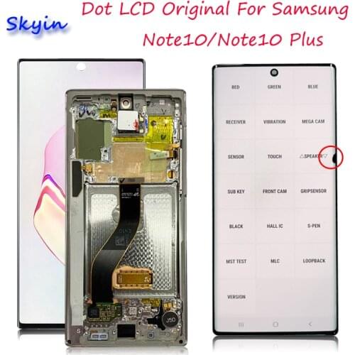 Original For Samsung Note 10 LCD N970F With Frame Display Touch Screen Digitizer For Samsung note10+ Note 10 plus LCD N975 Dot