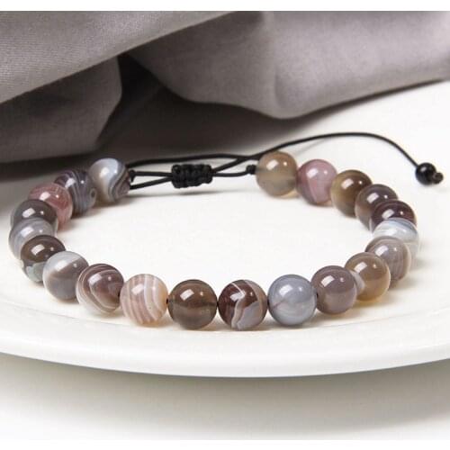 Botswana Agat Bracelet Quartzs Natural Stone Braided Bracelets For Women Men Adjustable Rope Woven Bangles Handmade Jewelry Gift