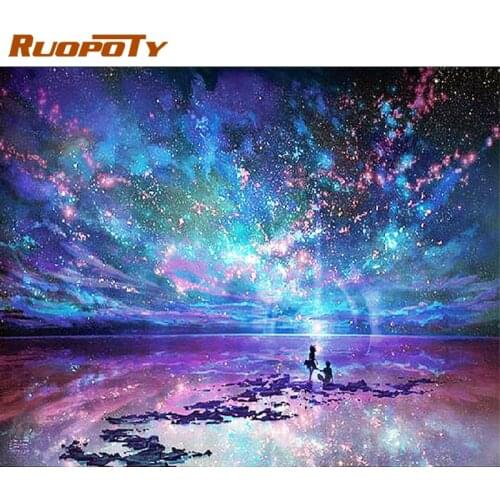 RUOPOTY 5D DIY Diamond Painting Space Aurora Full Square Drill Diamond Embroidery Scenery Rhinestone Pictures Home Decor DIY Gif
