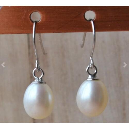 New Arrival Favorite Pearl Jewelry White 6-7mm Genuine Freshwater Pearl S925 Silver Dangle Earrings Wedding Fine Girl Jewelry