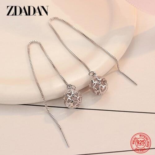 ZDADAN 925 Sterling Silver Tassel Long Drop Earrings For Women Charm Engagement Jewelry Gifts
