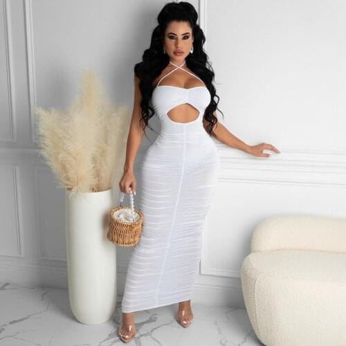 2021 Best Quality Famous Brand Dress Solid Ruched Spaghetti Strap Strapless Summer Sexy Celebrity Party Maxi Dress Vestddos