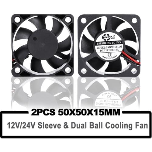 2pcs SXDOOL 5015 5CM cooling fan 50mm 50x50x15mm DC 12V 24V sleeve Dual Ball Bearing Exhaust Cooling Cooler Fan High Quality