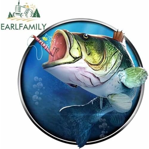 EARLFAMILY 13cm x 12.8cm for Dok Fish Vinyl Material Car Stickers Graffiti Decal Waterproof Scratch-Proof Car Door Protector