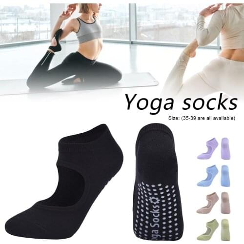 Women High Quality Pilates Socks Anti-Slip Breathable Backless Yoga Socks Ankle Ladies Ballet Dance Sports Socks for Fitness Gym