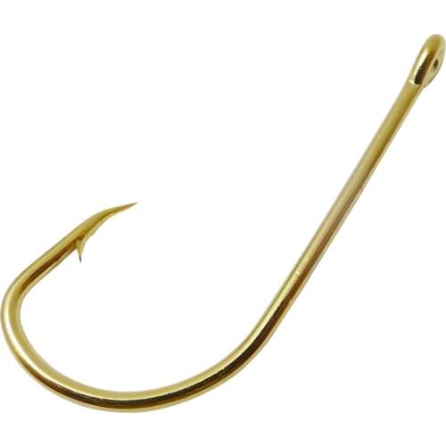 100pcs High Carbon Steel Barbed Fishing Hooks 5/0# 6/0# Golded Long Sharp Fishhook with Eye for Freshwater Saltwater Pesca