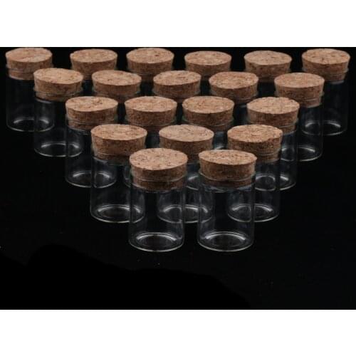 20 Clear Glass Bottles with Cork Mini Bottle Vial Glass Test Tube 2.9cm high