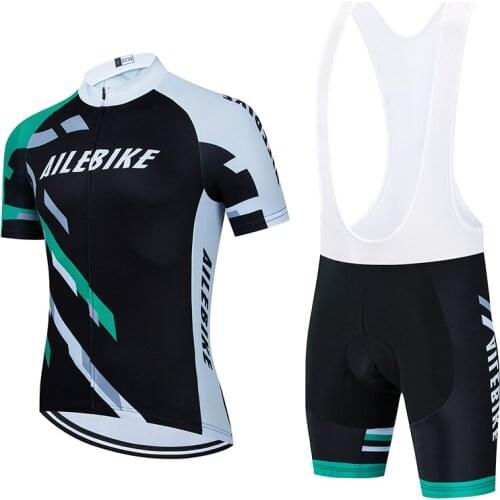 2021 Team AILEBIKE Short Sleeve Cycling Jersey Set 19D Pad Pants Suit Mens Summer MTB Pro BICYCLING Shirts Maillot Culotte Wear