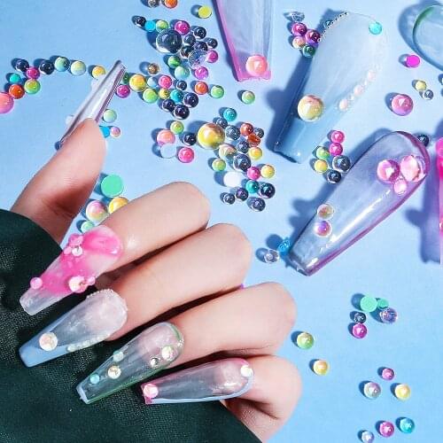 300Pcs Mermaid Beads Nail Art Flatback Aurora Colors Rhinestones Mixed Sizes SS6-SS20 Holographic Nail Rhinestones Charms