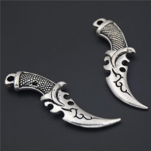 5pcs Silver Color Metal Zinc Alloy Small Dagger Charms Weapons Pendant DIY Jewelry Findings Accessories A2350