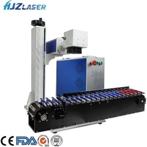 Automatic 20W 30W 50W Flying Fiber Laser Marking Machine Logo Printing for Jewelry Stainless Steel Aluminum with Conveyor belts