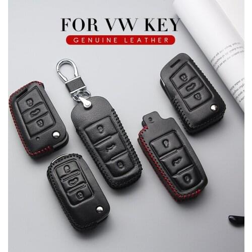 Car Leather Key Case Shell For Volkswagen Golf 6 MK7 4 T5 Passat CC Styling B5 B6 B8 Tiguan Touareg Bora Jetta Polo gti Keychain