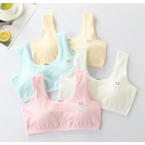 40 Pcs/Lot Girls Brassiere Underwear Cotton Kids Bra With Inner Pad Adolescente Girls Training Bras Teenage Girl Tank Crop