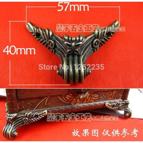 57*40mm Decorative gift box sides corner Antique wooden palette foot box buckle Hardware Alloy foot care