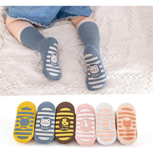 0-3 years Newborn Baby Socks Cartoon Animal Silicone Anti-slip Children Socks Soft Cotton Autumn Winter Boys Girls Toddler Socks