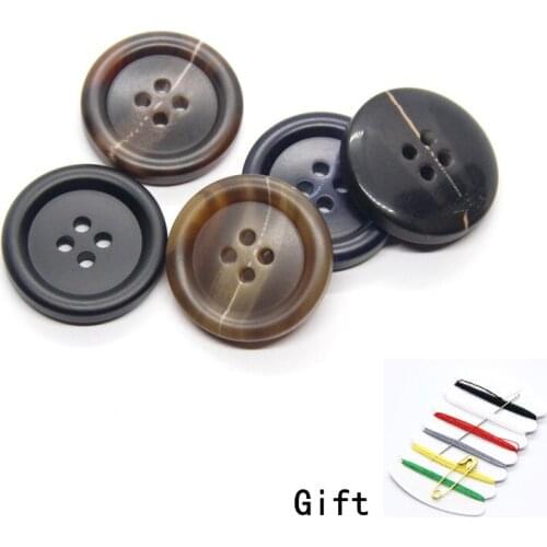 15-25mm Imitation Horn Pattern Black Buttons For Clothing Man Suit Coat Overwear Decor Handmade Accessories Wholesale Buttons