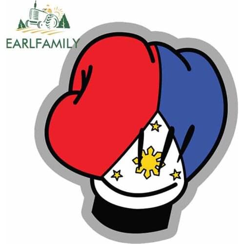 EARLFAMILY 13cm x 12cm Philippines Flag Pacquiao Mickey Boxing Gloves Vinyl Decal Car Sticker Vinyl Skateboard Luggage Graphic