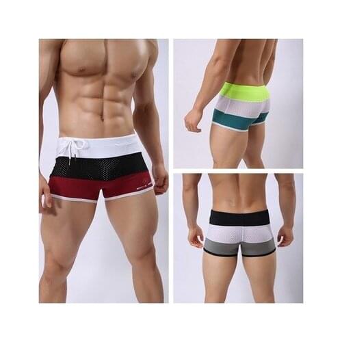 Brave Person Brand Mens Sexy Nylon Panties Boxer Shorts Gay Men Underwear Patchwork Men Swimwear Cueca Boxers Smooth Trunks Hot