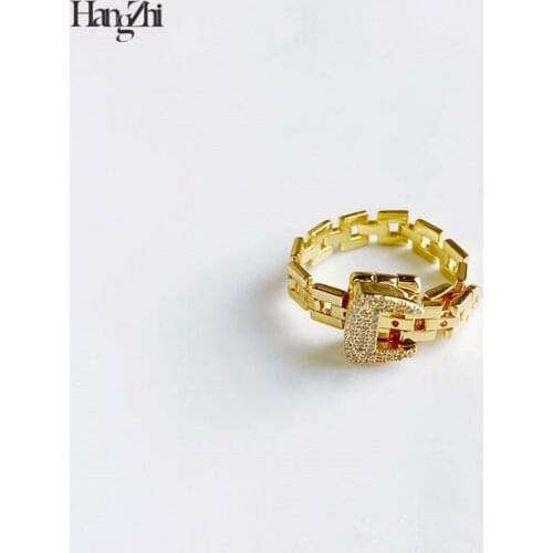 Hangzhi 2020 Japanese Retro Personality Belt Type Four-hole Adjustment Niche Design Light Luxury High-end Ring Jewelry for Women