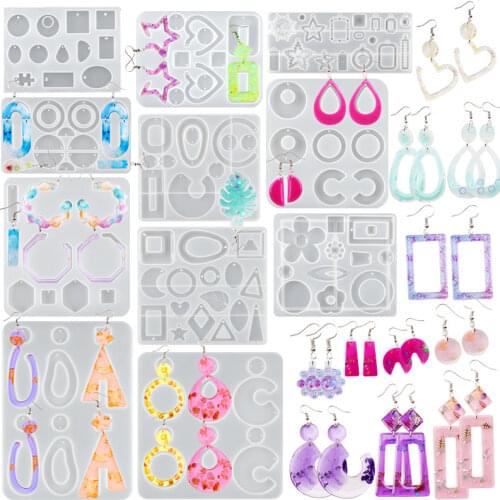 Silicone Earring Mold Earring Resin Mold Jewelry Making Casting Tools Earring Hooks for Craft DIY Charms Pendant Earring Making