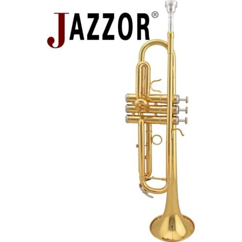 JAZZOR JZTR-300 B flat Gold lacquer trumpet Brass wind instruments with case and mouthpiece