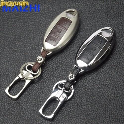 Jingyuqin 5PCS For Nissan Teana X-Trail Qashqai Note Livina Sylphy Tiida Sunny Mu Zinc Alloy+Leather Key Case Cover With Buckle