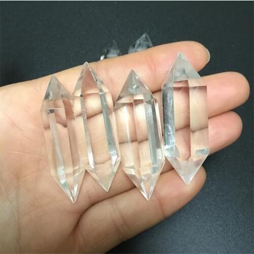 4pcs Pure natural white crystal pillar - plain white crystal double - pointed column with crystal clear energy column
