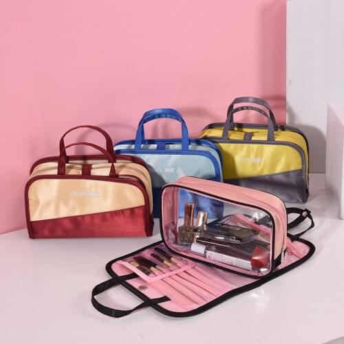 Contrast Color Cosmetic Bag Large Capacity Travel Multi-function One-in-one Storage Bag Portable Inner Bag Wash Bag Portable