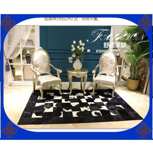 Fashionable art carpet 100% natural genuine cowhide leather wholesale rugs