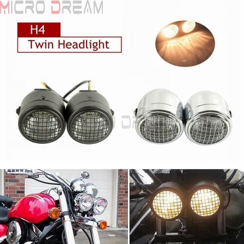 Motorcycle Dominator Grill Twins Dual Headlights Dual Sport Dirt Bikes Double Headlamp For Harley Dyna Cafe Racer Honda Yamaha