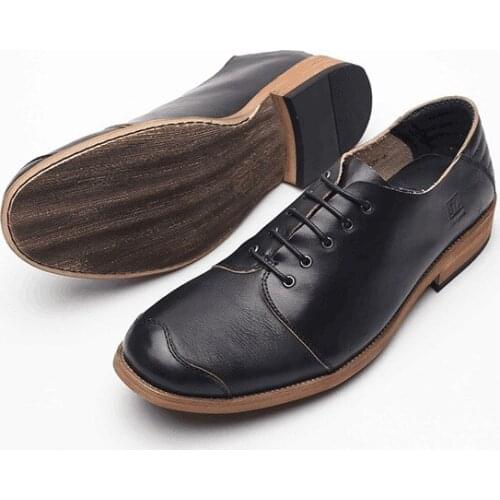 Men Genuine Leather Lace up Derby Shoes Office Business Wedding Shoes Men Formal Shoes Leather