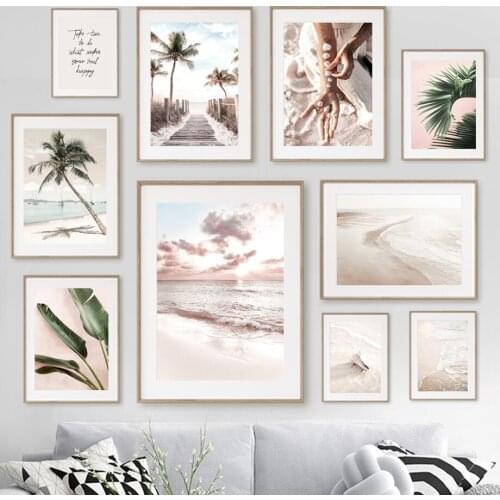 Beach Palm Tree Bridge Sea Wave Landscape Wall Art Canvas Painting Nordic Posters And Prints Wall Pictures For Living Room Decor