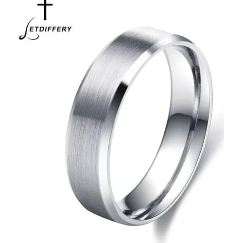 Letdiffery Simple Brushed Men Rings Never Fade Stainless Steel Women Jewelry Party Rings