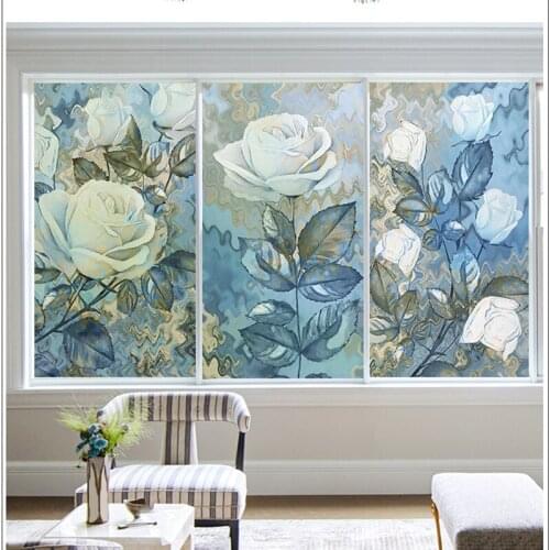 Peep-proof glass sticker sliding door and window stickers transparent opaque frosted window film custom