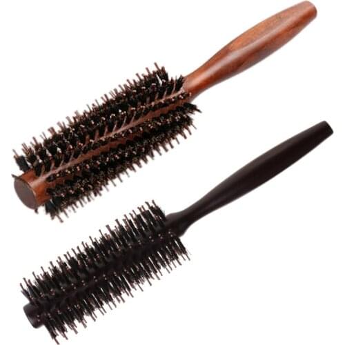 6 Types Straight Twill Hair Comb Natural Boar Bristle Rolling Brush Round Barrel Blowing Curling DIY Hairdressing Styling Tool