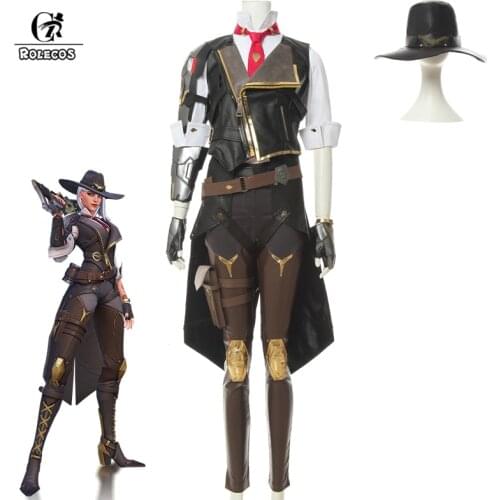 ROLECOS OW Ashe Cosplay Costume Over Watch Game Cosplay New Hero ASHE Costume Outfit for Women Halloween Full Sets