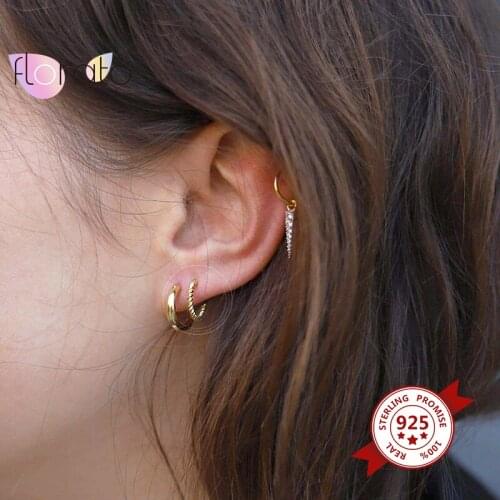 925 Sterling Silver Ear Needle Tiny Twisted Hoop Earrings Minimalist Twisted Metal Circle Geometric Earrings for Women Jewelry