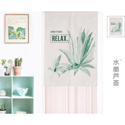 Nordic fresh literature art plant green aloe kitchen door curtain room window treatment Japanese porch decoration coffee bar